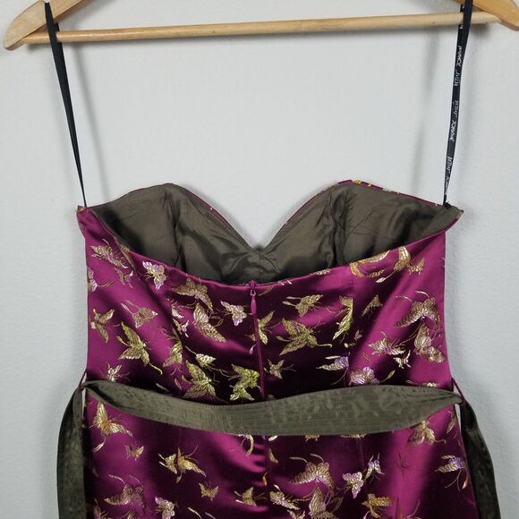 Betsey Johnson New York Rare Purple Satin Midi Butterfly Y2K Sheath Dress Size 6 - Picture 11 of 16